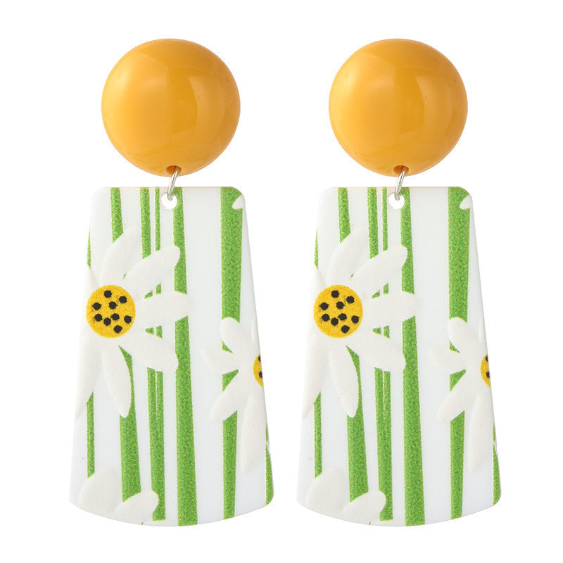 Orecchini acrilici a forma di margherita con perni in argento sterling 925 per bambine, gioielli per bambini stile floreale estivo