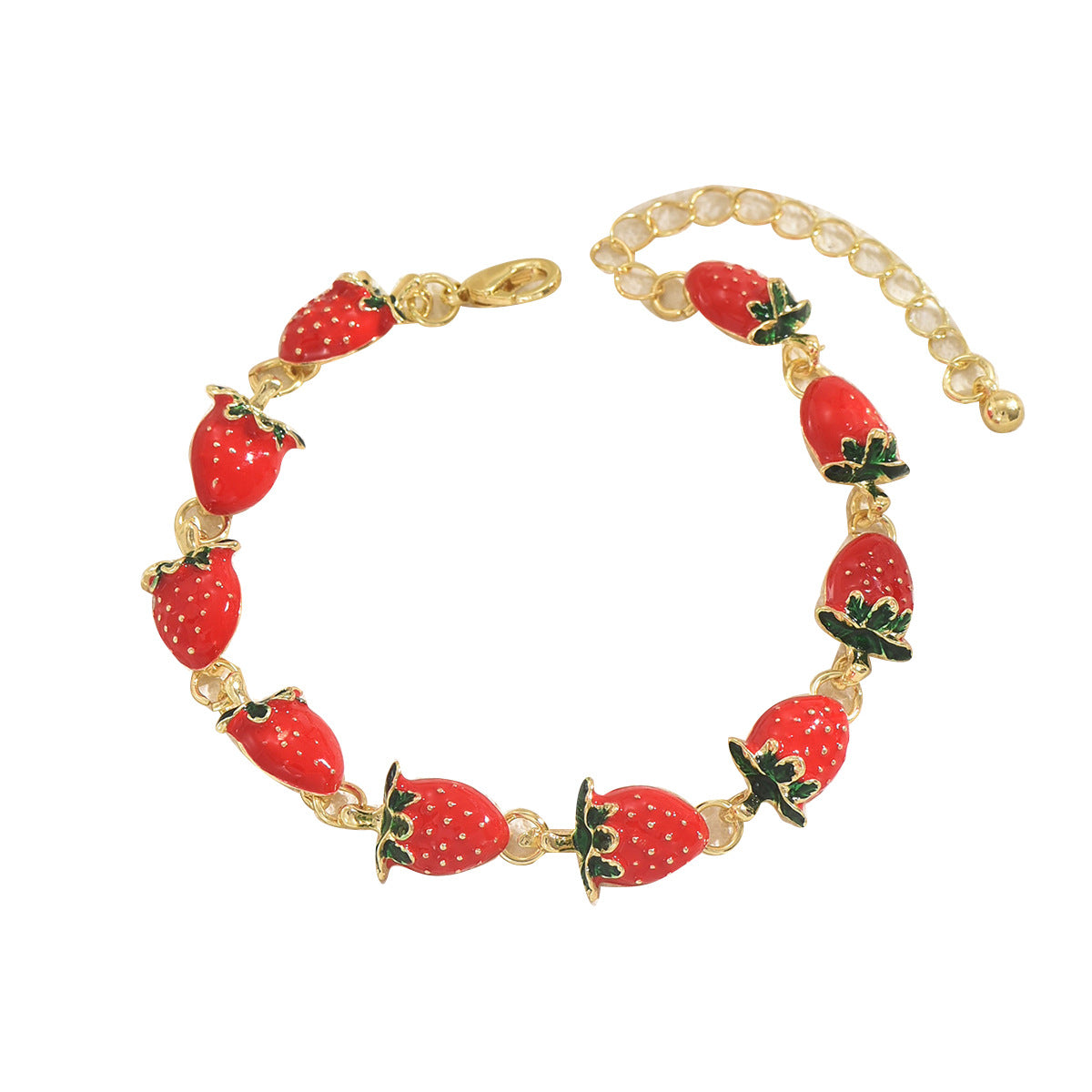 Pulsera geométrica fresca con forma de fresa para mujer hecha de aleación de zinc con acabado esmaltado, joyería de moda y versátil para el día a día