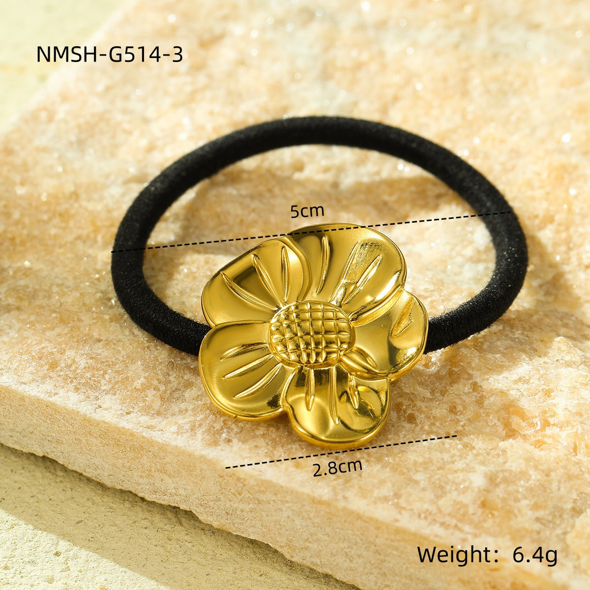 Fermacoda a forma di cuore e girasole in acciaio e titanio minimalista con finitura placcata per coda bassa, accessorio moda ad alta elasticità