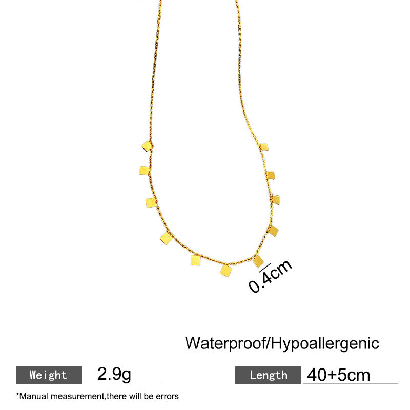 Sweet Streetwear Titanium Steel Plated Square Letter Pendant Necklace Unisex Cable Chain