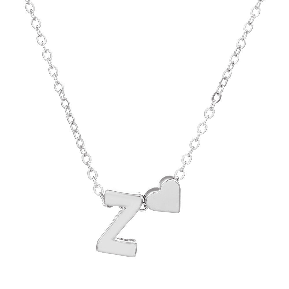Sweet Heart Letter Alloy Plated Necklace Singapore Chain for Women