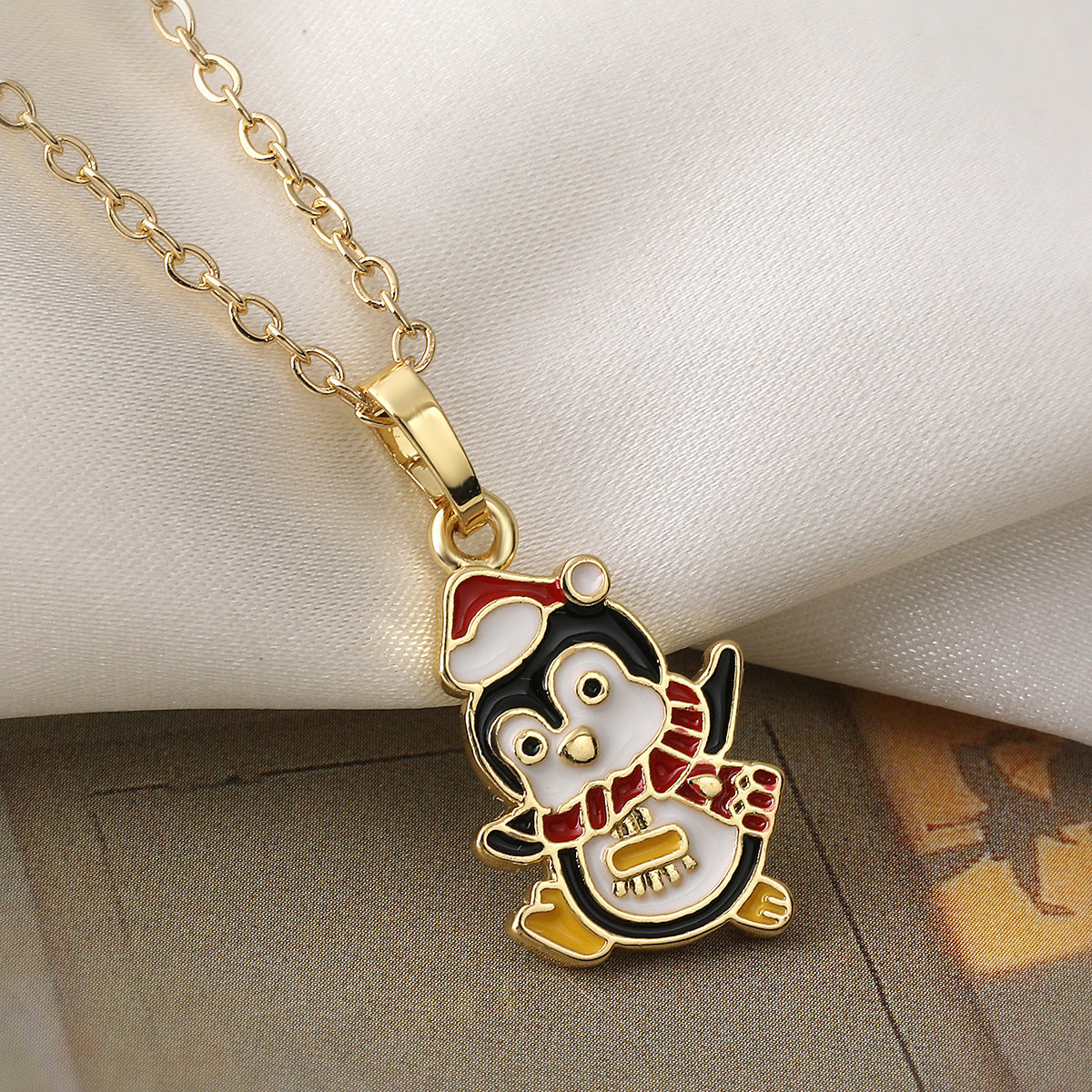 Minimalist Gold Plated Brass Drip Oil Geometric Pendant Necklace for Women
