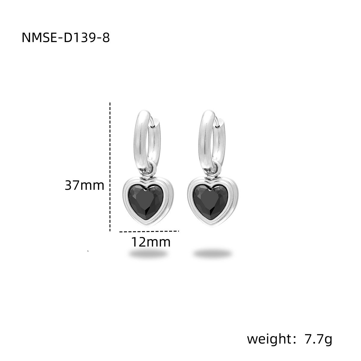 Fashion OL 18K Gold Plated Heart Shape Stainless Steel Earrings with Colorful Rhinestones for Women