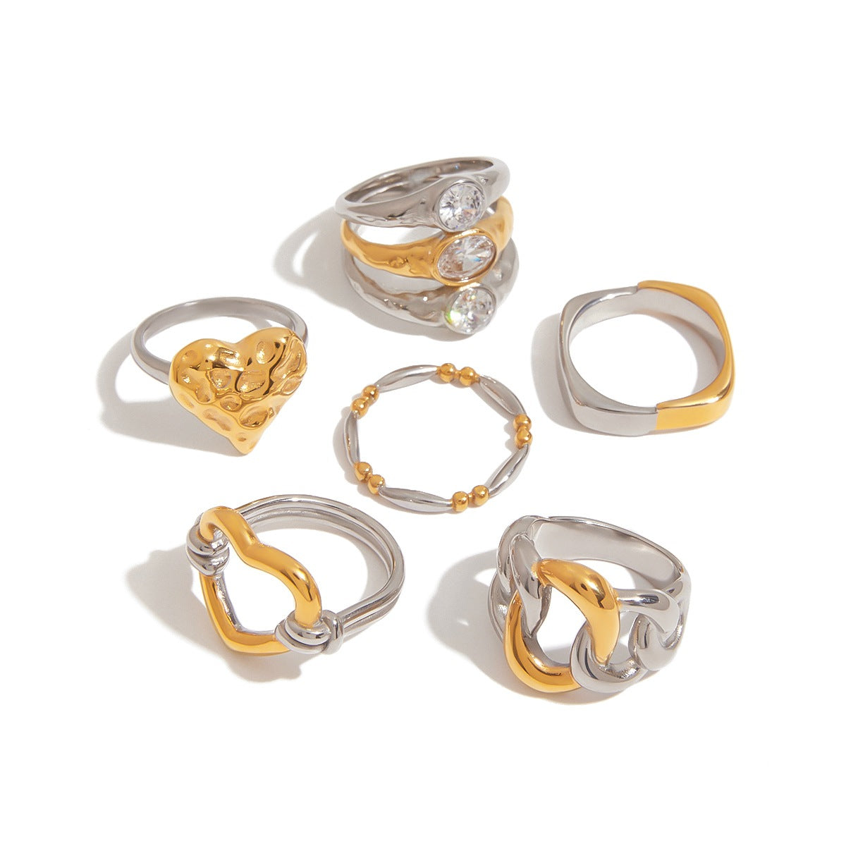 Elegant Heart Shaped Cubic Zirconia Inlaid Plated Stainless Steel Ring for Women