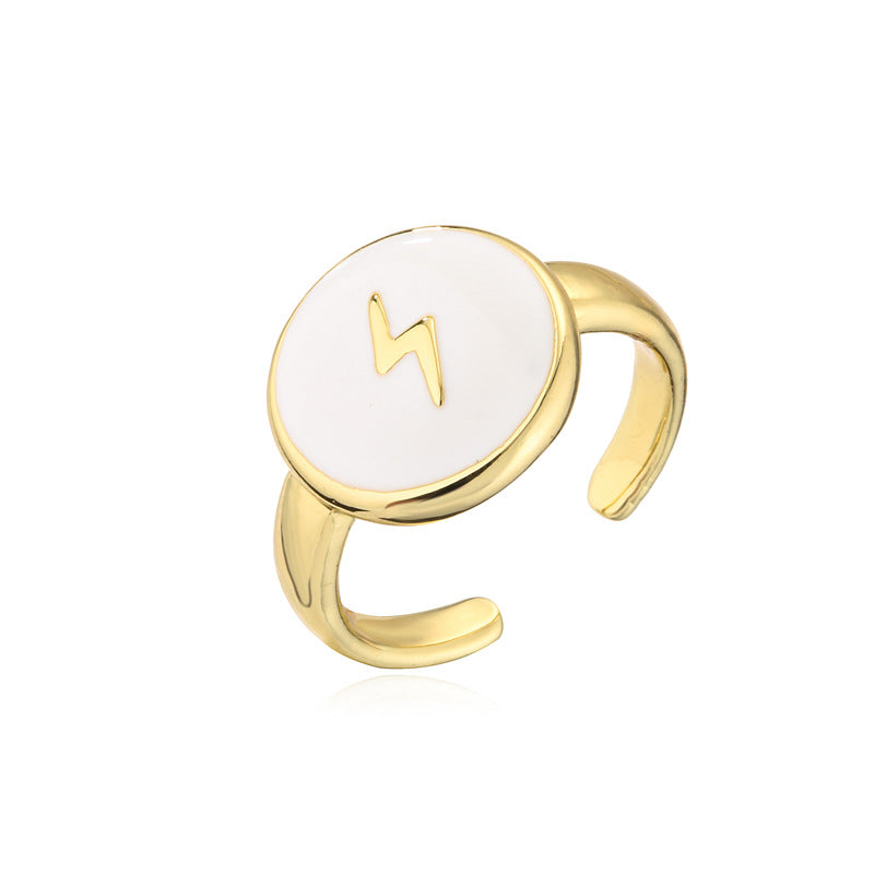 Geometric Drip Oil Gold Plated Brass Ring for Women