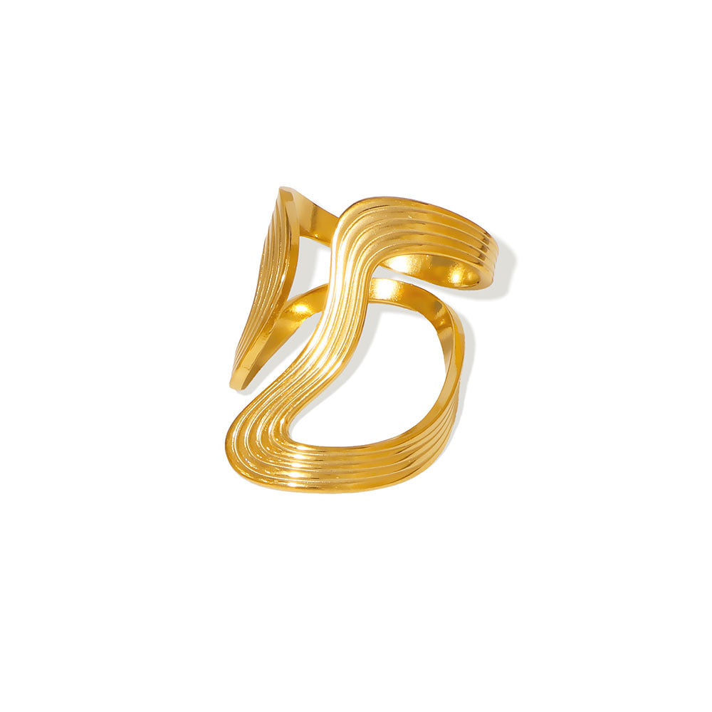 Anello aperto geometrico minimalista a spirale in acciaio inossidabile placcato oro 18 carati, gioielli unisex