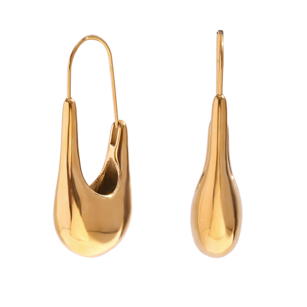 Minimalist Geometric Stainless Steel Ear Cuff with 18K Gold Plating for Women