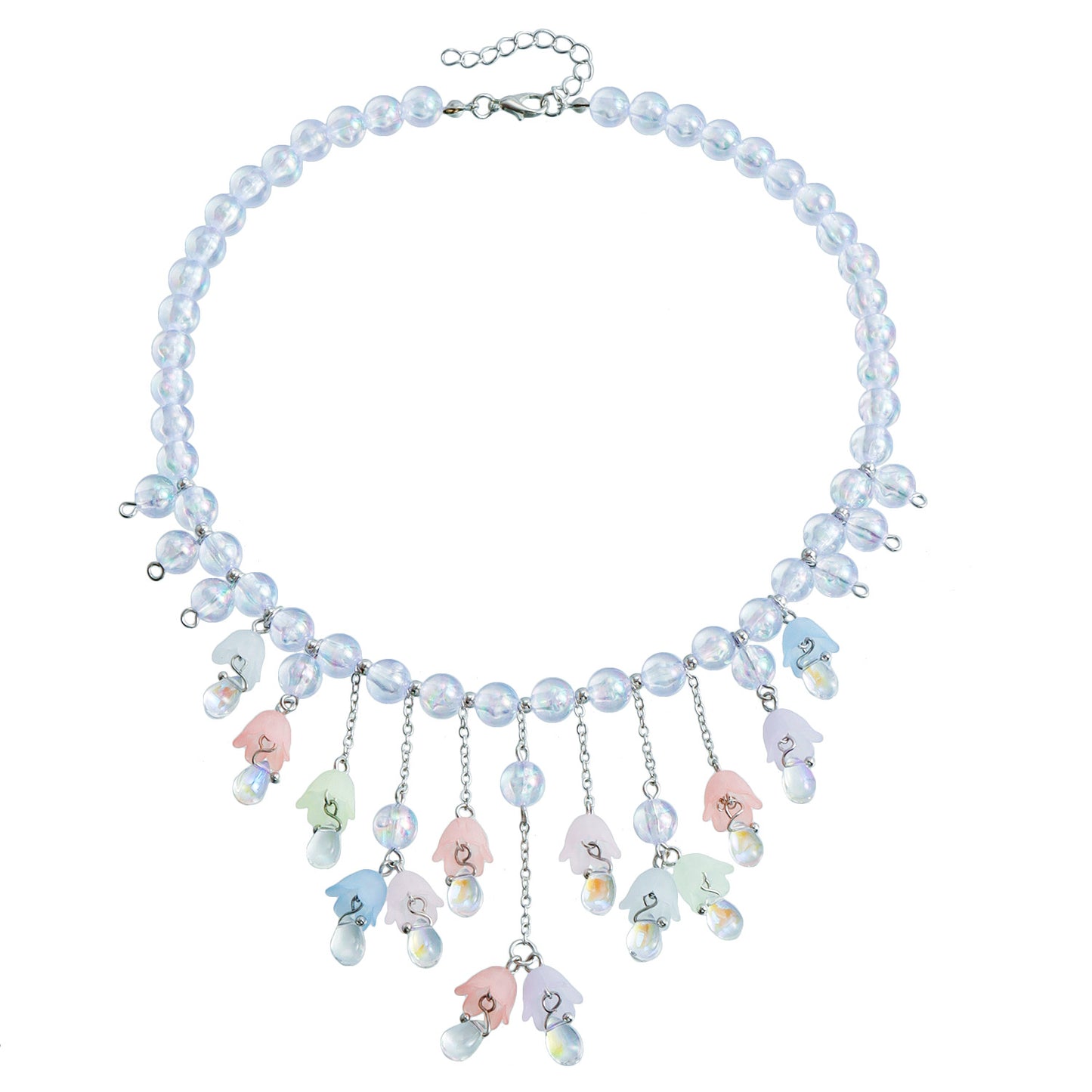 Fashionable Butterfly Pendant Necklace for Women with Resin Beads Geometric Design Plated Alloy Charm and Tassel Detail