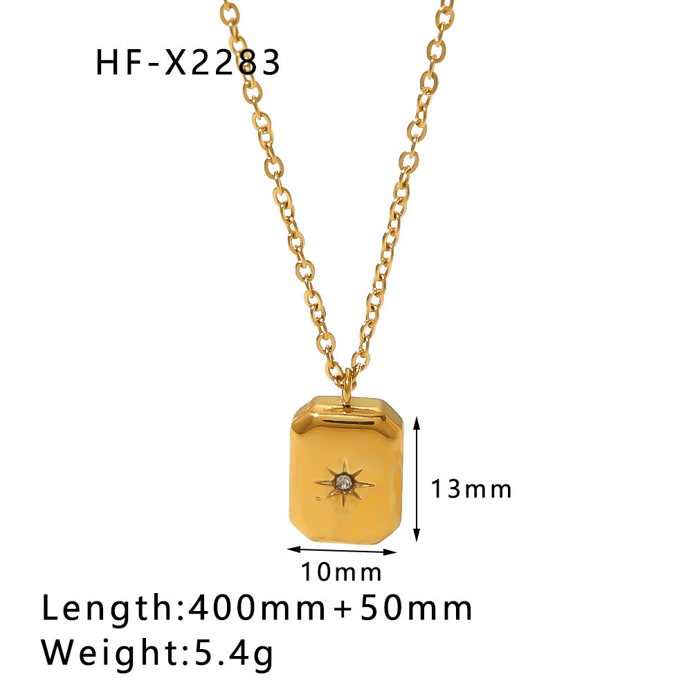 Minimalist Asymmetrical Heart and Teardrop Pendant Necklace in Stainless Steel with 18K Vacuum Plated Finish for Women