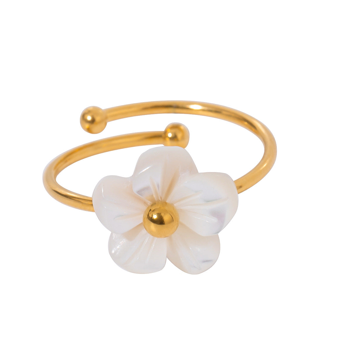Minimalist Geometric Floral Plated Stainless Steel Ring for Women