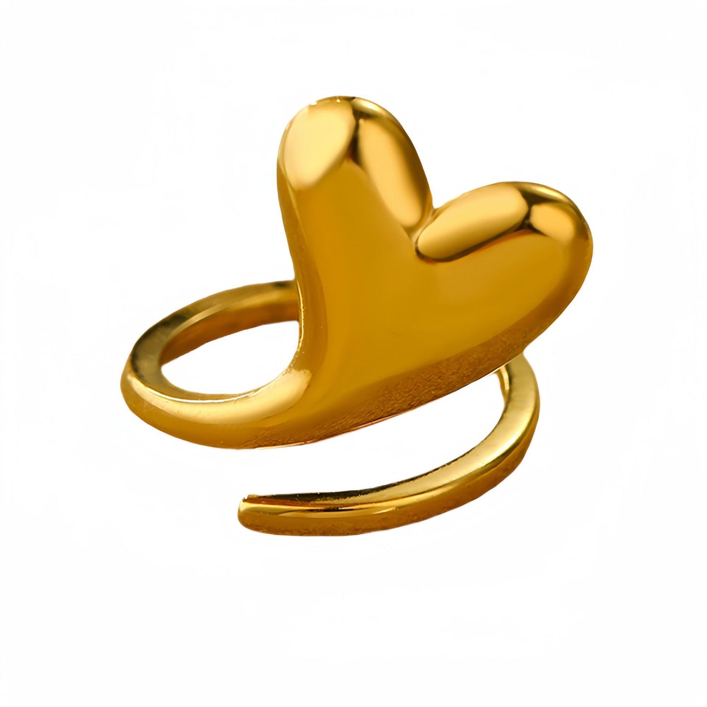 Anello minimalist con cuore in acciaio al titanio placcato oro 18K da donna