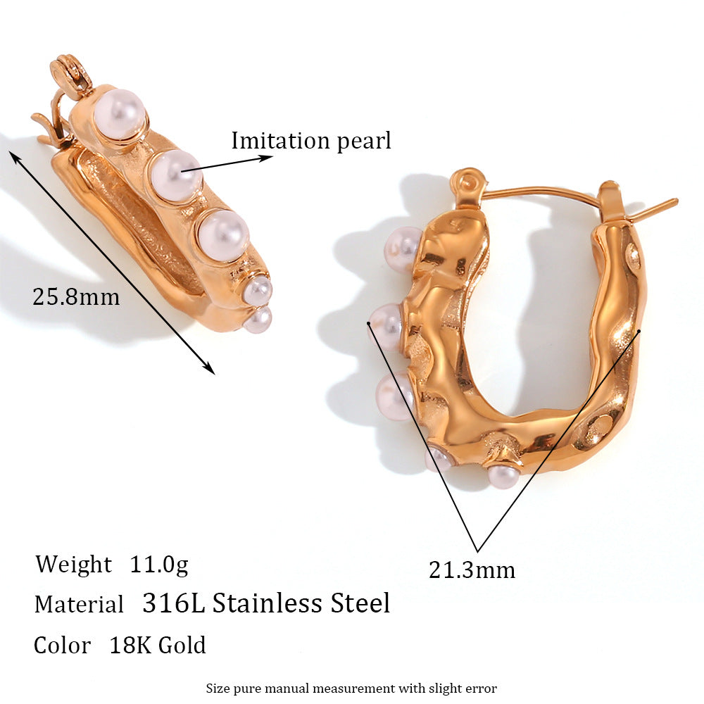 Minimalist U-Shaped Stainless Steel Hoop Earrings for Women with 18K Gold Plating