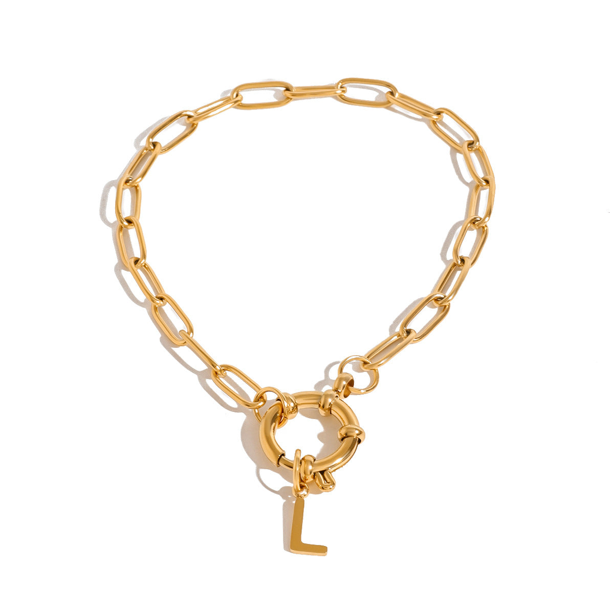 Minimalist Stainless Steel Letter Pendant Bracelet with Plated Finish for Women