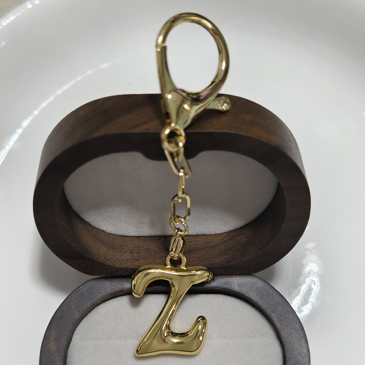 Minimalist 18K Gold Plated Letter Pendant Keychain for Brass