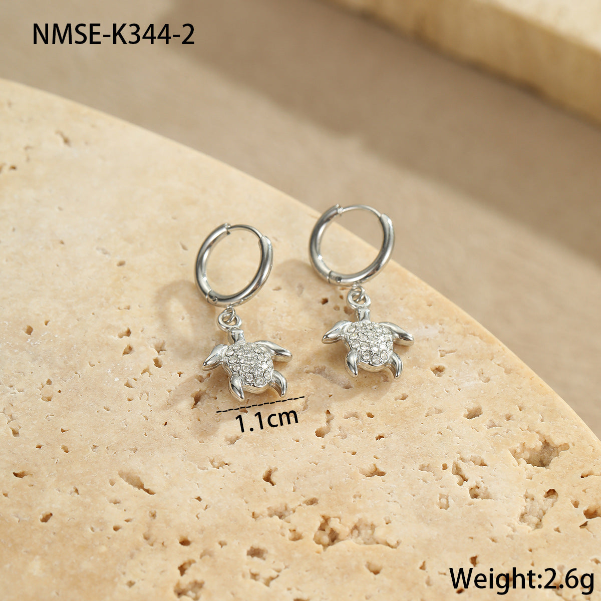 Pendientes de Acero Inoxidable con Forma de Estrella de Mar y Concha con Incrustaciones de Diamantes de Imitación para Mujer