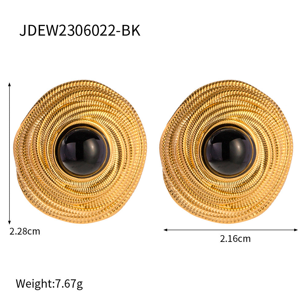 Pendientes de aro de acero inoxidable con forma de círculo geométrico, bañados en oro de 18 quilates, minimalistas y vintage para mujer
