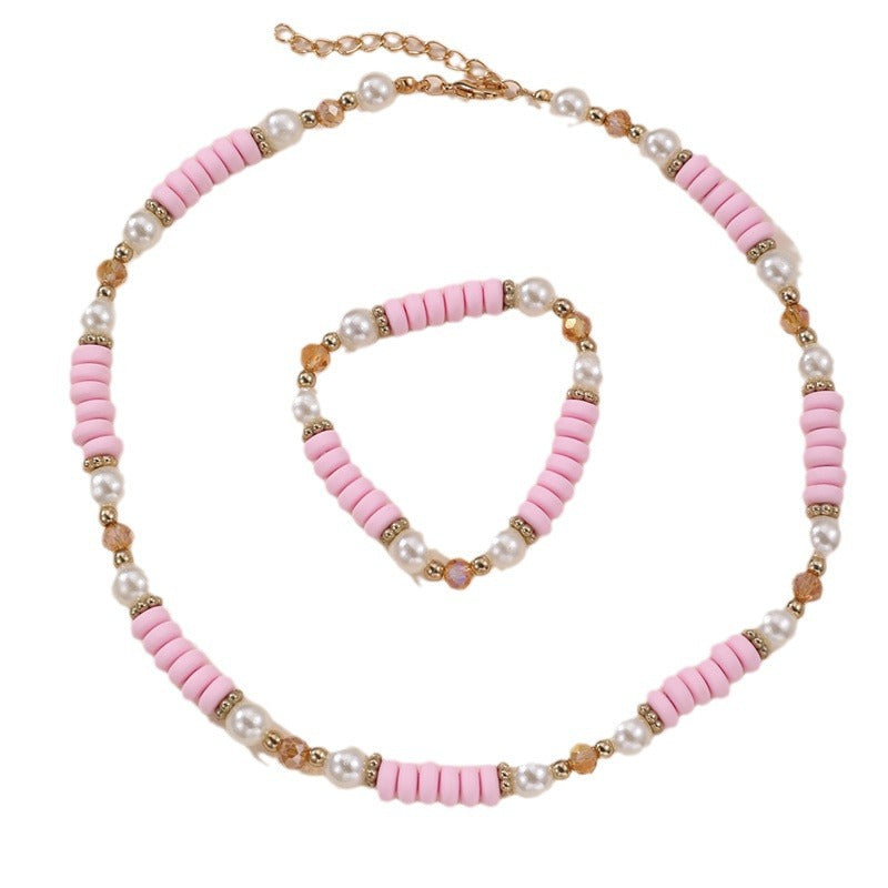 Pulsera de Cuentas de Arcilla Polimérica Fresca y Adorable con Diseño en Forma de Ola para Mujer