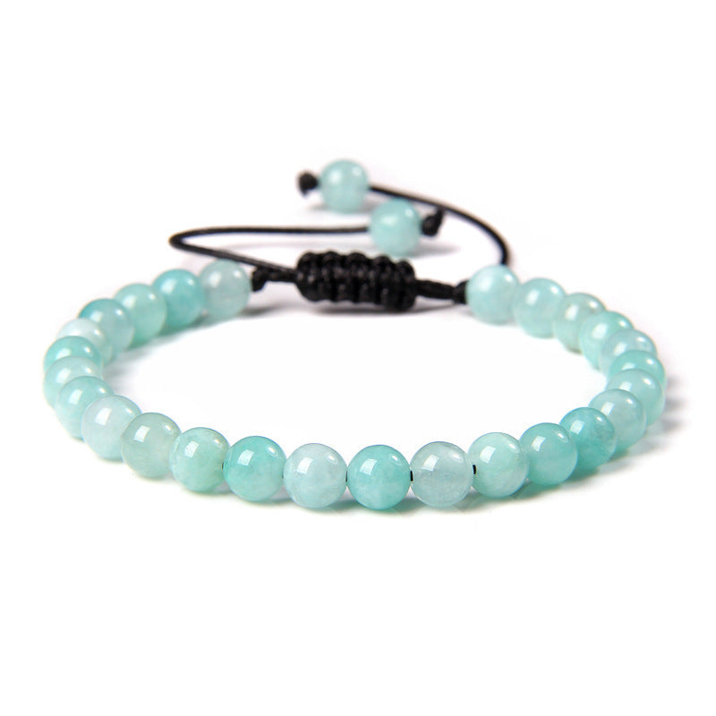 Sweet Sporty Geometric Natural White Crystal Stretch Bracelet 6mm Unisex Handmade Energy Bangle