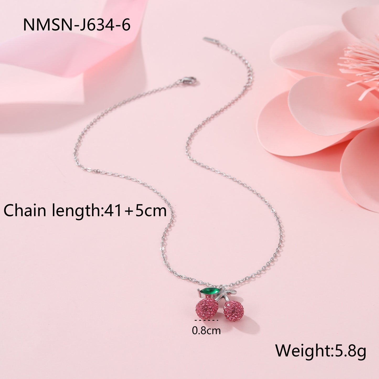 Collana con ciondolo a forma di ciliegia alla moda in acciaio inossidabile placcato oro 18 carati da donna, catena clavicola minimalista