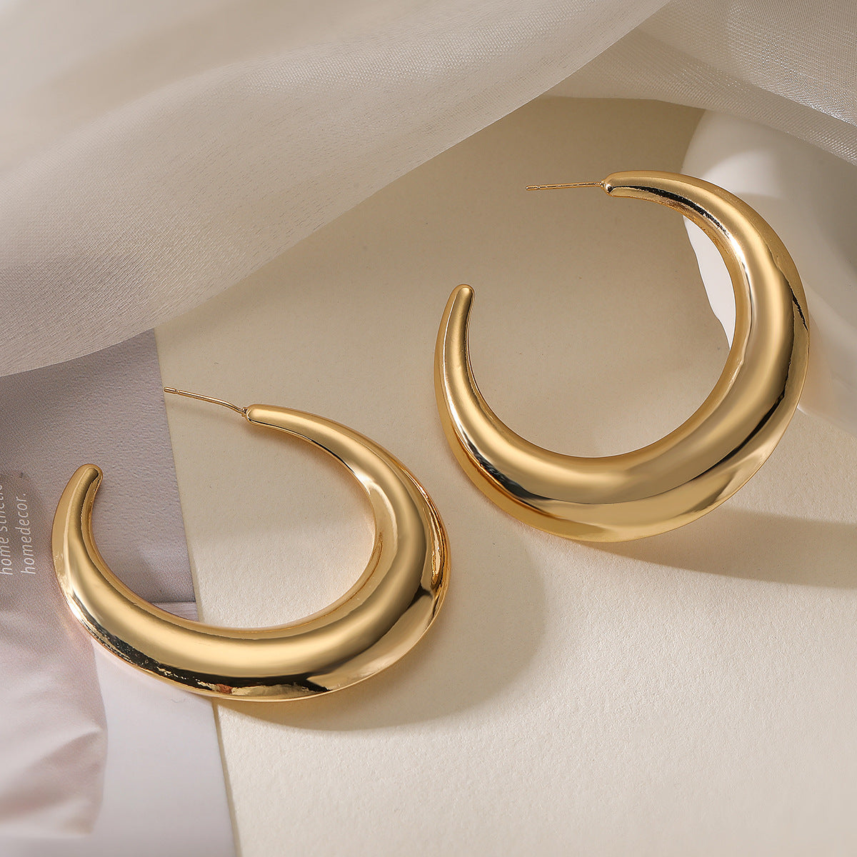 Pendientes Minimalistas de Cobre Geométricos con Baño de Oro para Mujer Pendientes Irregulares de Metal de Estilo Vintage