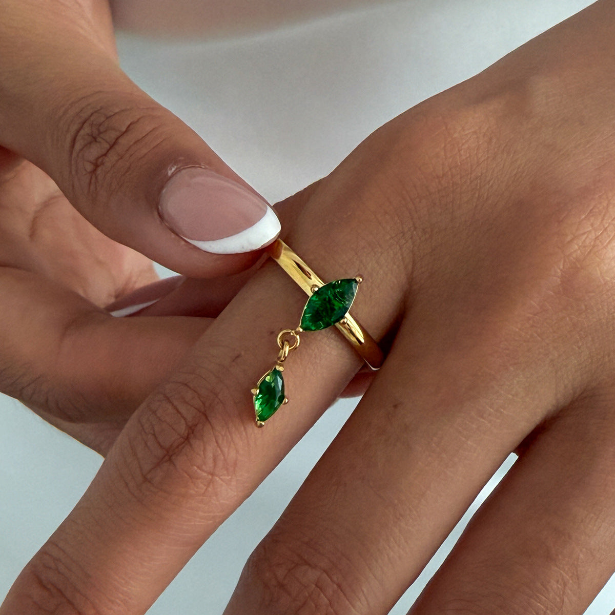 Luxury Minimalist Geometric Stainless Steel Ring with Cubic Zirconia PVD Plating for Women
