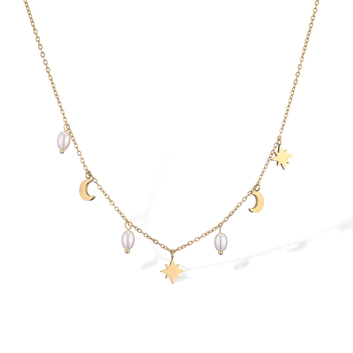 Minimalist Geometric Stainless Steel Pendant Necklace for Women with 18K Gold Plating, Irregular Shape Locket Chain