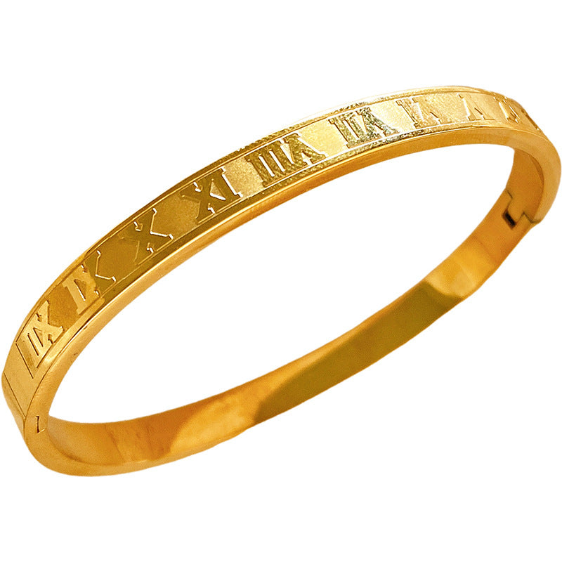 Minimalist Luxury Roman Number Titanium Steel Plated Bracelet