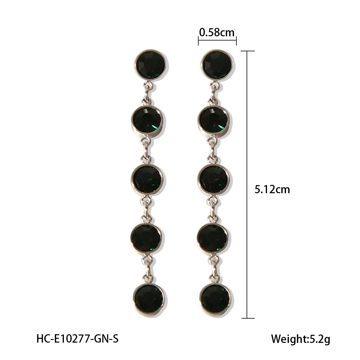 Fashionable Geometric Tassel 18K Gold Plated Stainless Steel Round Rhinestone Earrings for Women