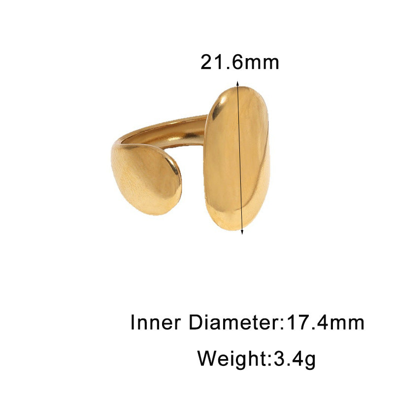 Minimalist Geometric Gold Plated Stainless Steel Open Ring for Women
