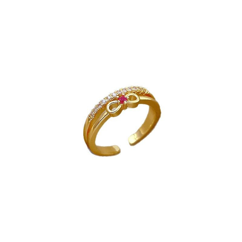 Minimalist Butterfly Knot Opening Ring for Women in Brass with Gold Plating