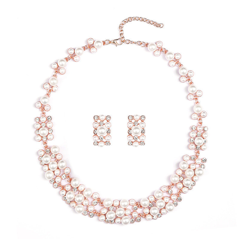 Vintage Palace Style Round Polka Dot Alloy Necklace and Earrings Set with Electroplated Finish for Women