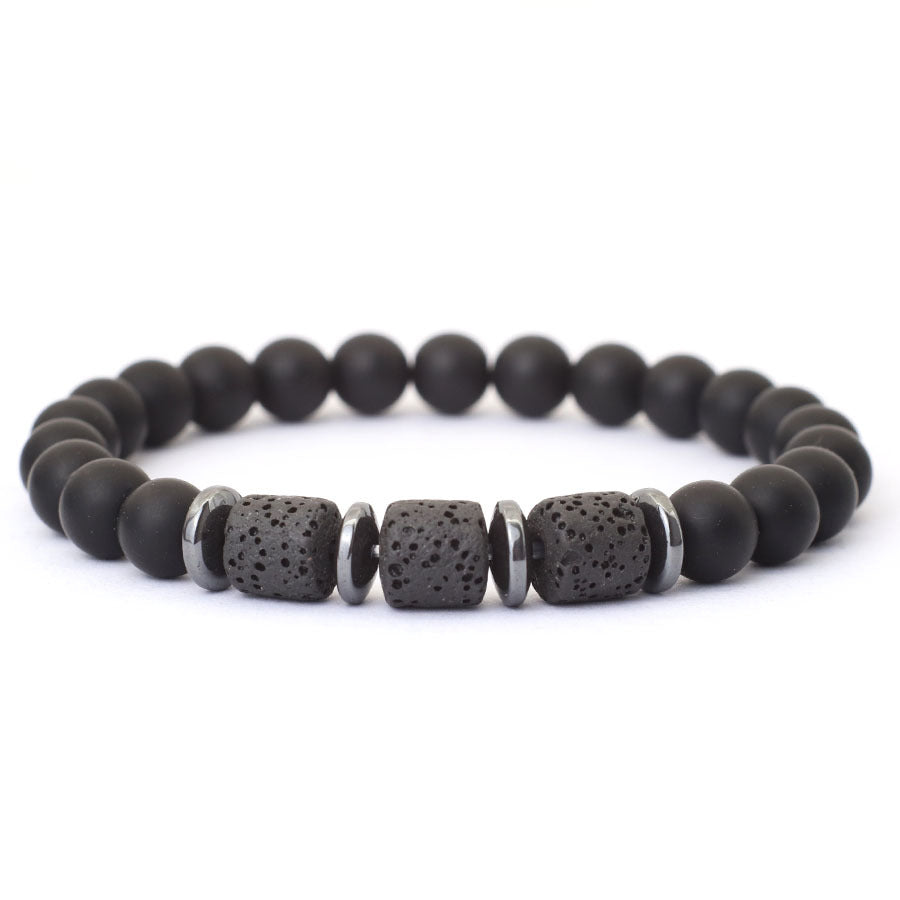Minimalist Geometric Natural Tiger's Eye Hematite Beaded Bracelet Unisex Healing Stone Jewelry Gift for Him