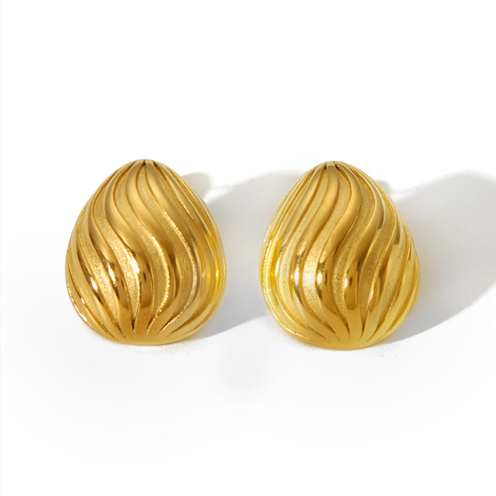 Pendientes geométricos de gota de agua chapados en oro de 18 quilates de acero inoxidable estilo moda para mujer