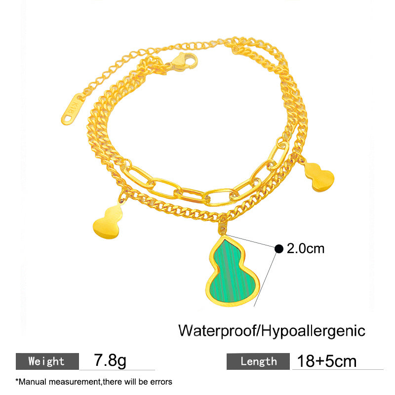 Minimalist Sweet Green Gourd Double Layer Titanium Steel Bracelet