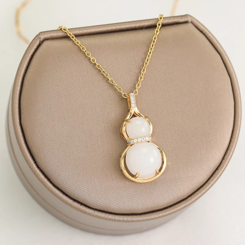 Minimalist Red Calabash-Shaped Titanium Steel Pendant Necklace with Plated Finish for Women