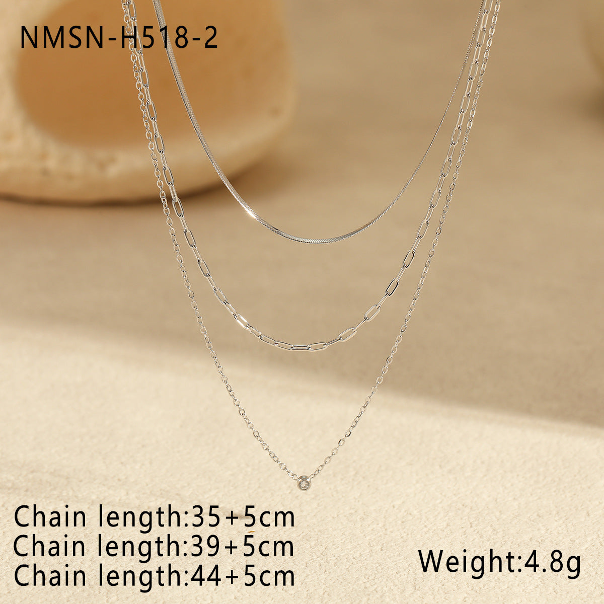 Collar minimalista de acero titanio geométrico con incrustaciones de circonita para mujer, cadena chapada a la clavícula