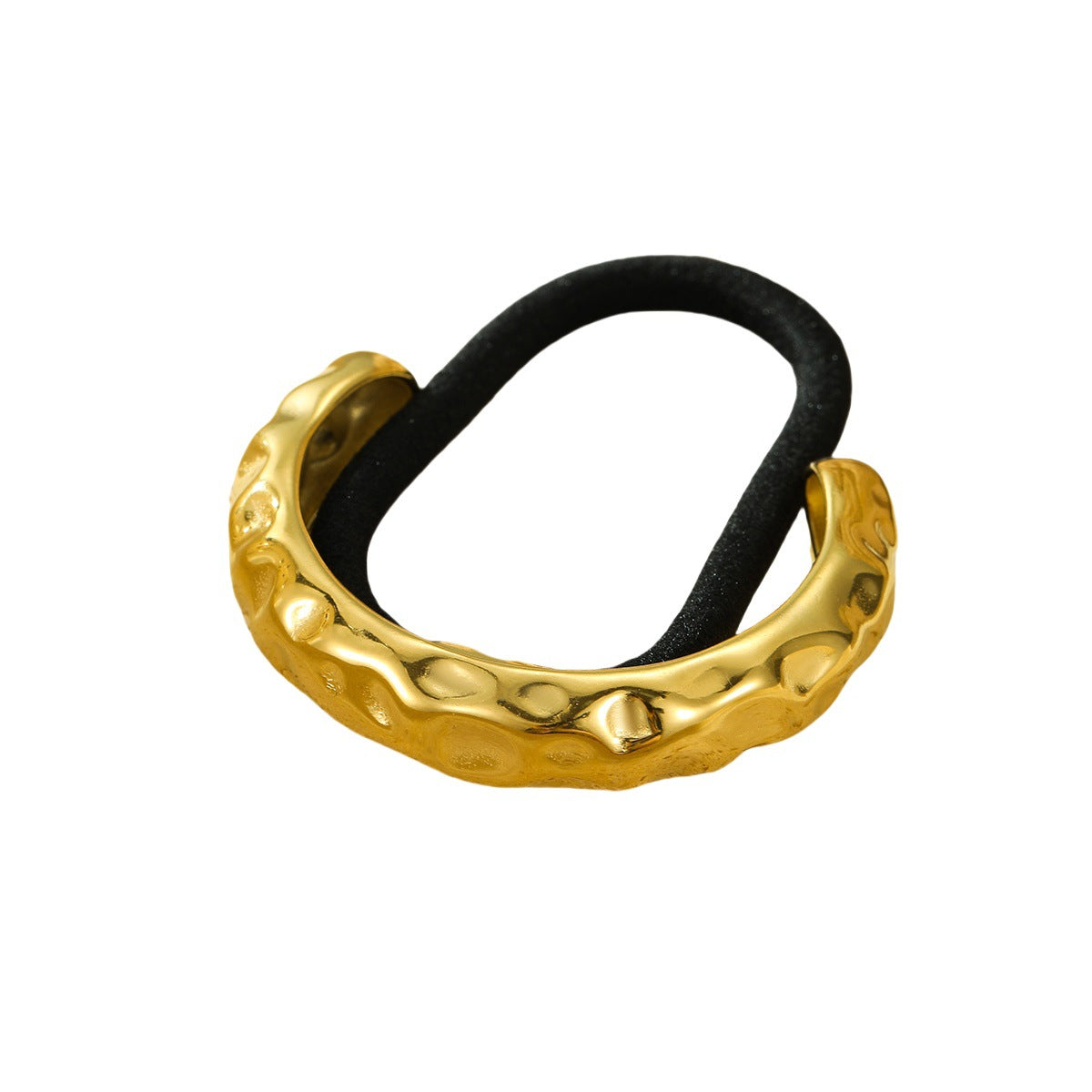 Elegante coletero de acero inoxidable con diseño plisado arqueado para coleta, accesorio para el cabello chapado de alta elasticidad