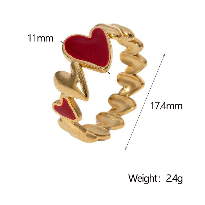 Anello a forma di cuore in acciaio inossidabile per donna, con finitura placcata, fascia aperta regolabile, gioiello minimalista e dolce