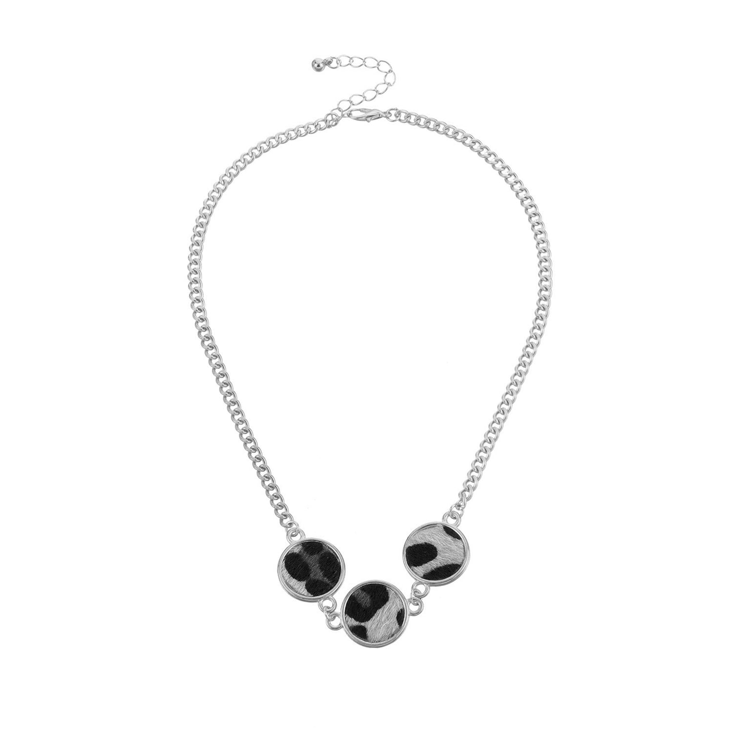Geometric Leopard Print Alloy Pendant Necklace for Women with Plated Finish