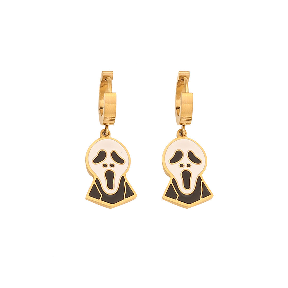 Collana con ciondolo teschio e zucca "Edgy" per Halloween da donna in acciaio inossidabile con finitura placcata