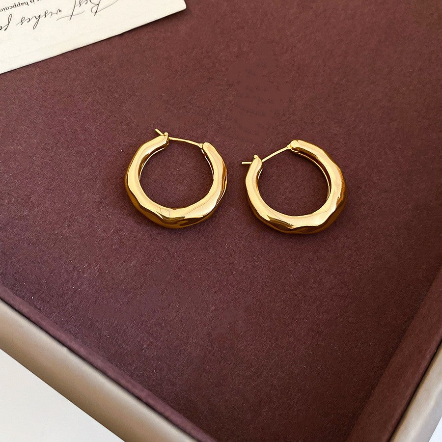 Orecchini a perno geometrici irregolari elettroplaccati di lusso da donna con perni in acciaio