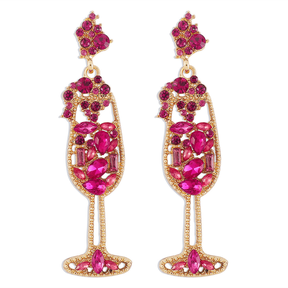 Pendientes de aleación con incrustaciones de diamantes de imitación y acabado galvanizado con diseño geométrico dulce y atrevido para mujer
