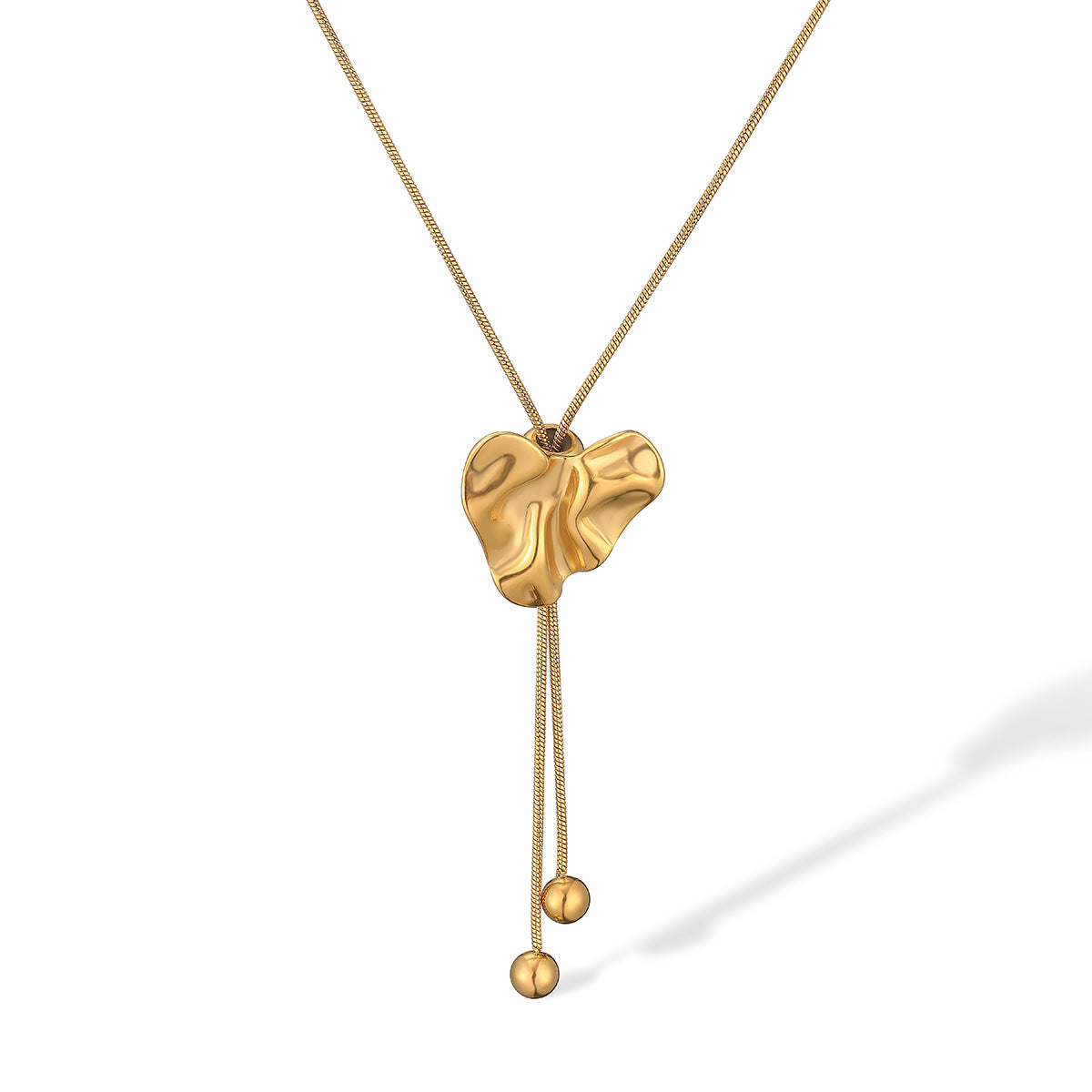Collana con ciondolo a cuore geometrico minimalista in acciaio inossidabile placcato oro 18K per donna