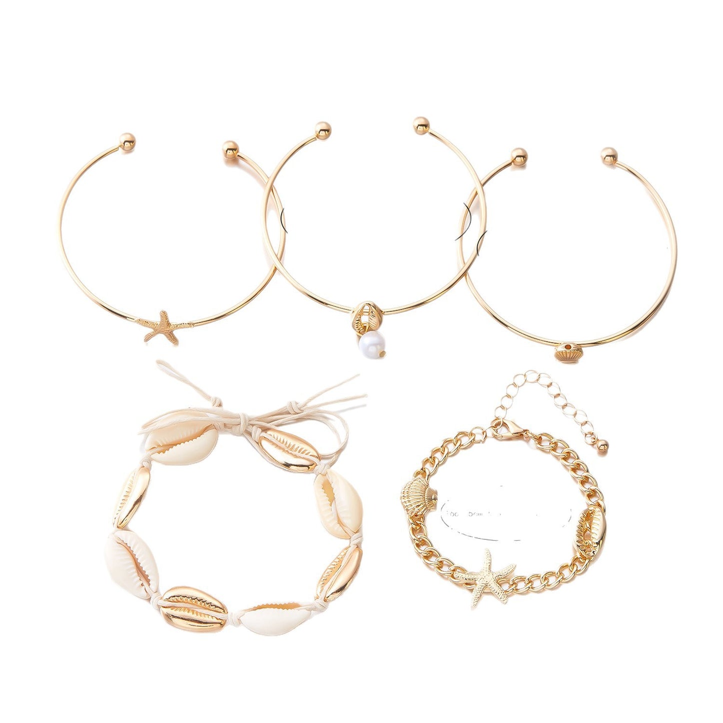 Bracciale a fascia casual in lega placcata a forma di stella marina da donna