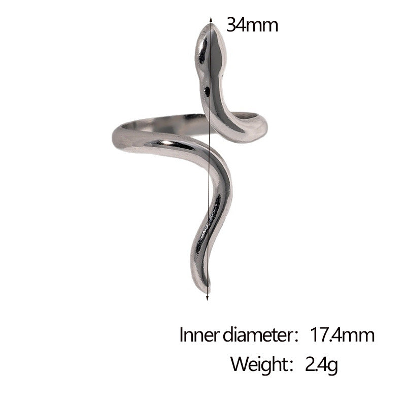 Anello Aperto Minimalista da Donna a Serpente in Acciaio Inossidabile Placcato Oro 18K Regolabile