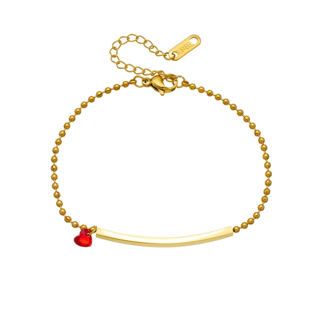 Minimalist Luxury Gold Plated Stainless Steel Geometric Heart Line Bracelet for Women
