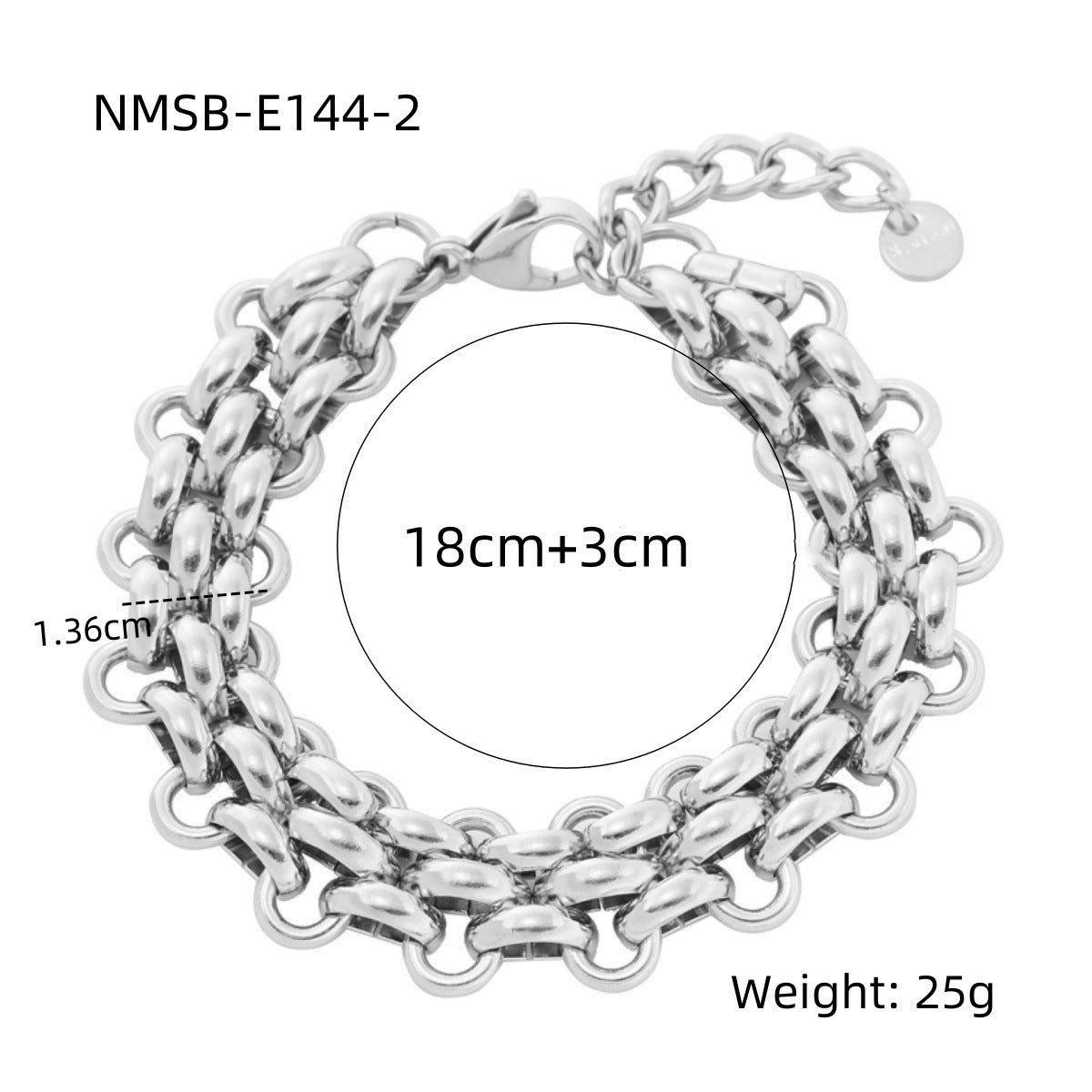 Bracciale da donna in acciaio di titanio geometrico alla moda con placcatura in oro 18 carati e finitura metallica