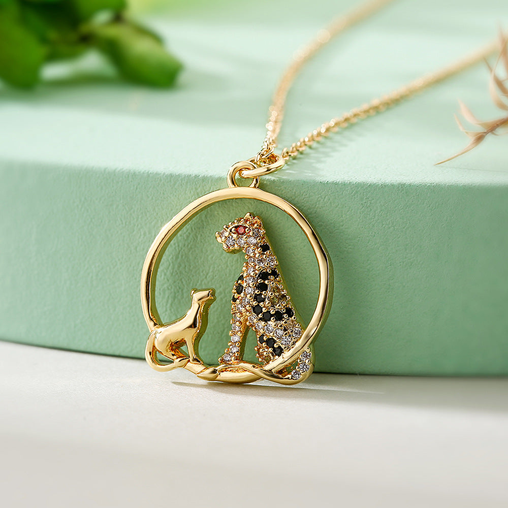 Minimalist Animal-Shaped Copper Necklace with Zircon Inlay for Women