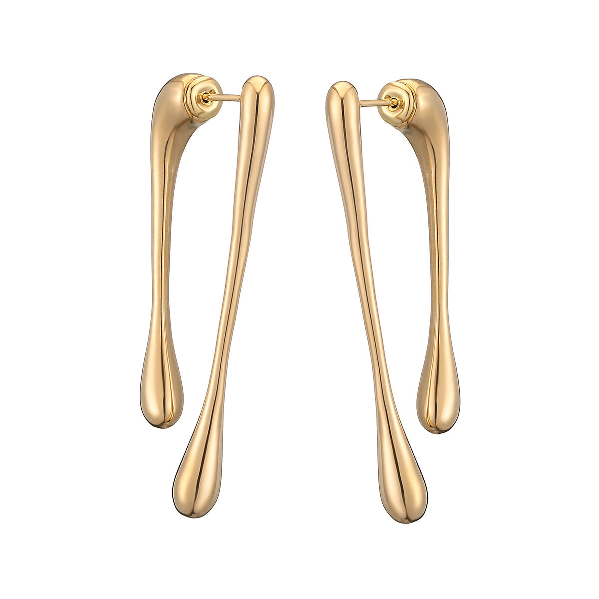 Minimalist Elegant 18K Gold Plated Stainless Steel Teardrop Geometric Earrings for Women
