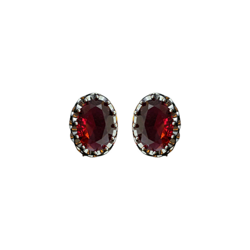 Vintage-Style Elegant Oval Zirconia Stud Earrings in Copper with Steel Posts for Women